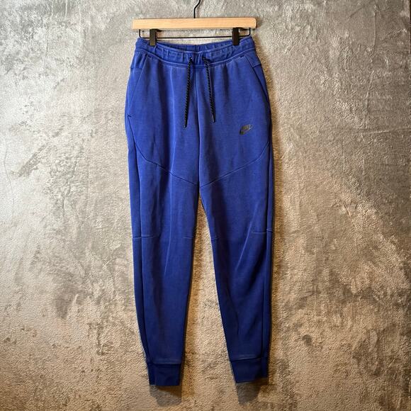 Nike Tech Fleece Jogger Sweat Pants Washed Royal Blue Mens Sz‎ XS - Picture 1 of 11